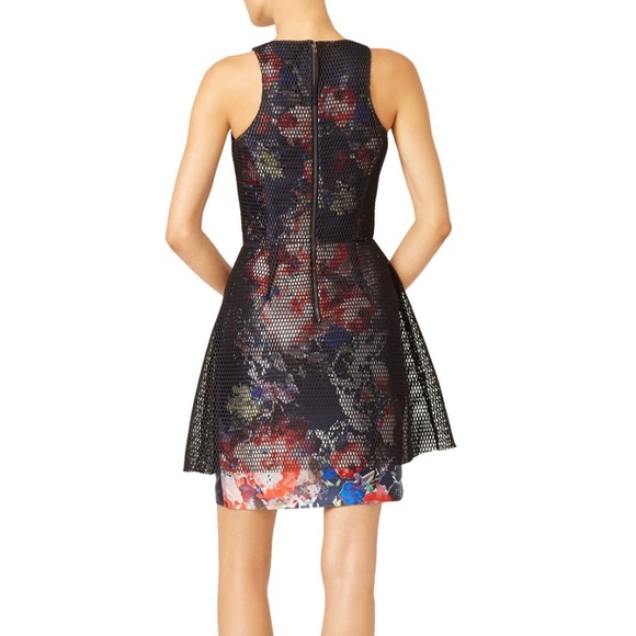 Sachin & Babi Party Dress Floral Print with Black Mesh Overlay - Size 8 - Picture 4 of 6